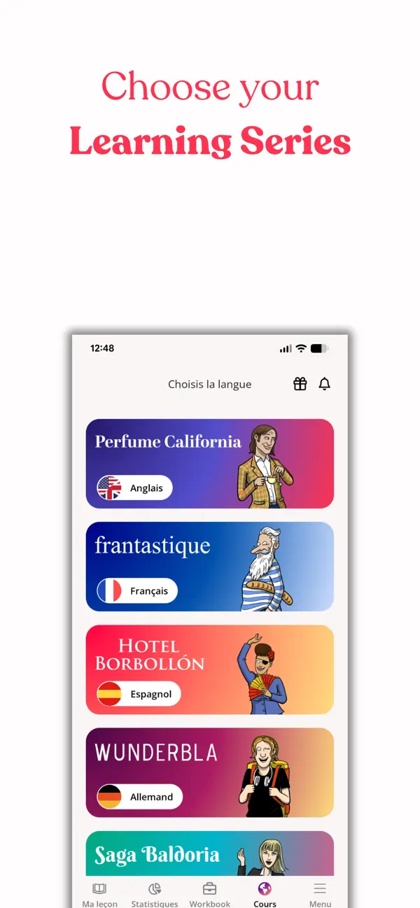 Gymglish: Learn a language iOS app screenshot showing feature 2