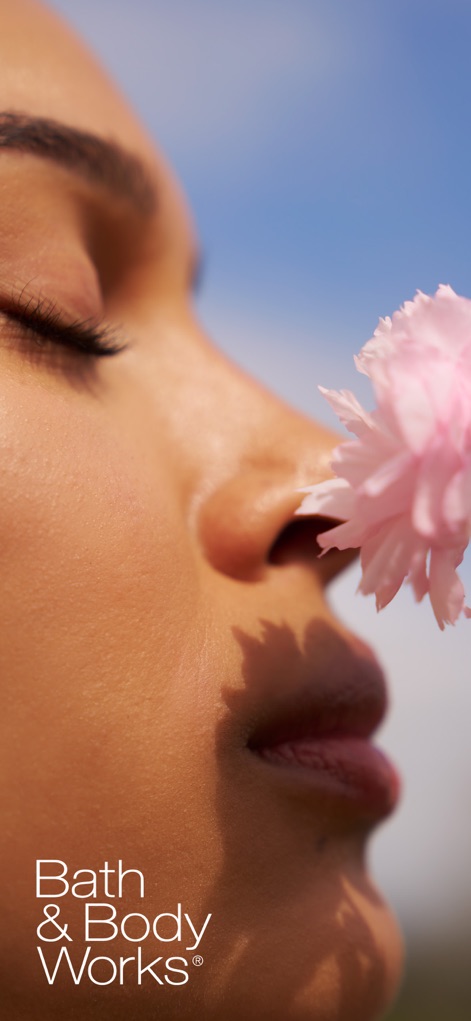 Bath & Body Works | B&BW - This initial view captures the essence of the brand's focus on sensory delight through the close-up of a person's face and prominent Bath & Body Works branding.