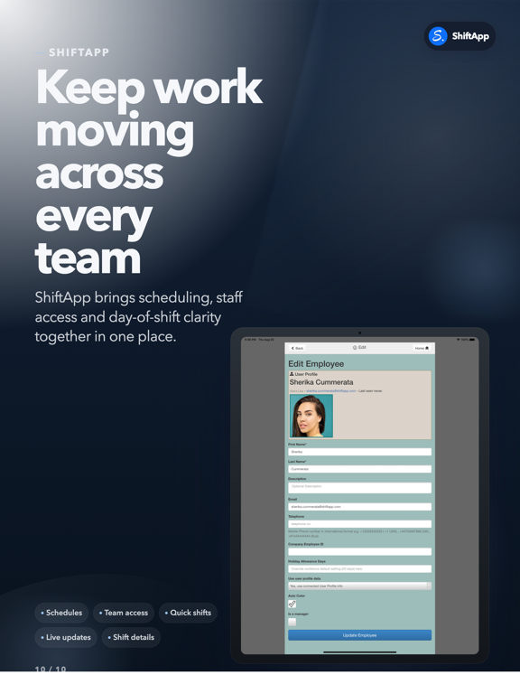 ShiftApp - Employee Scheduling iPad screenshot
