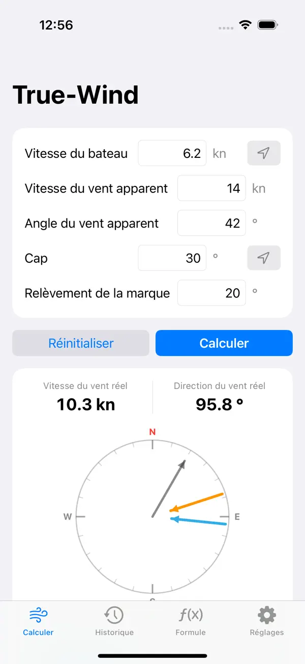 Screenshot #1 pour True-Wind Calculator