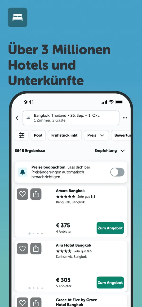 Screenshot #3 pour checkfelix: Flüge Hotels Autos