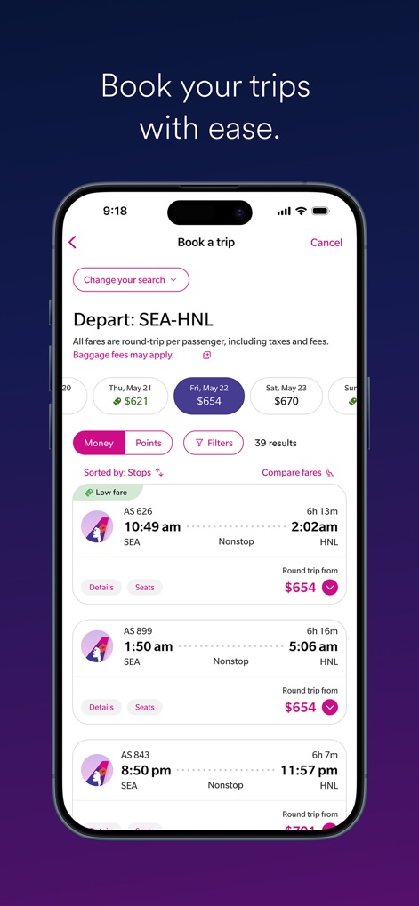 Alaska Hawaiian - フライトを比較