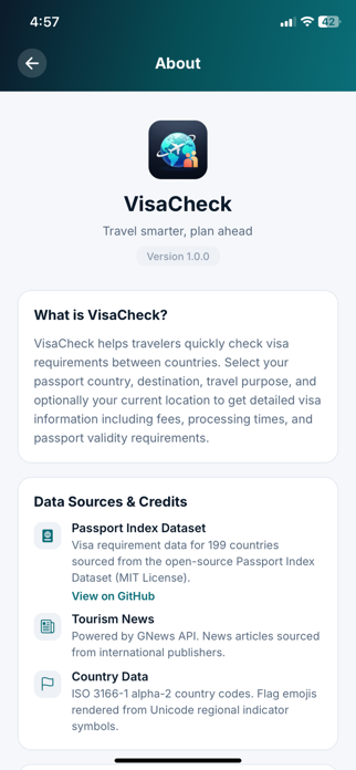 VisaCheck Screenshot 2 of 3