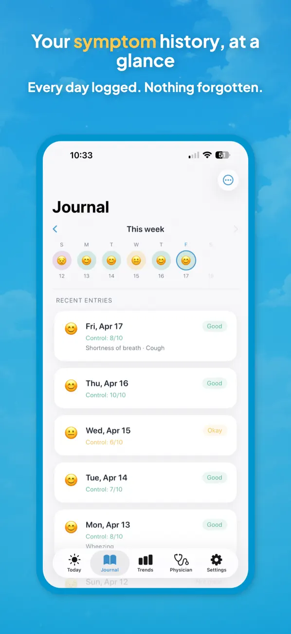 Screenshot #2 pour Asthma Symptom Journal