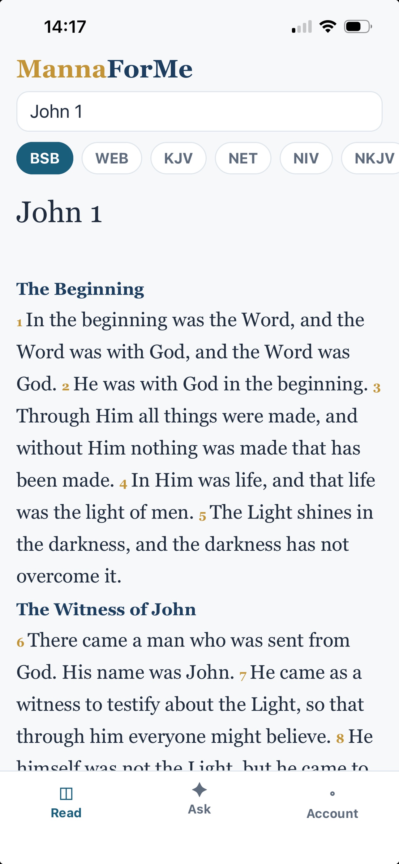 Screenshot 1 of MannaForMe: Bible Study