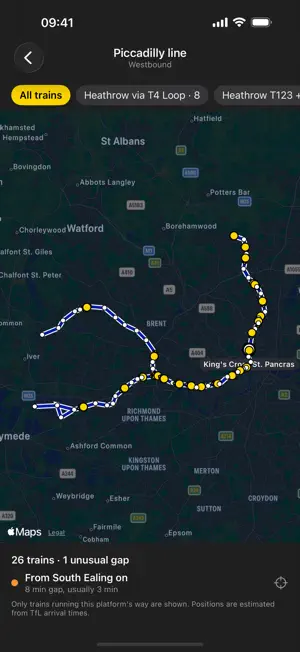 TfL Platforms screenshot 2