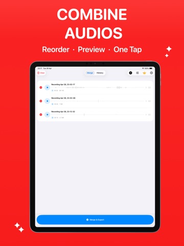 Merge Voice Memos - MergeVoice iPad screenshot