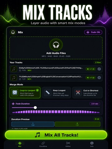 Combine Audio -Music,Mp3 Mixer iPad screenshot