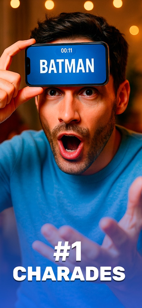 Headbands: Charades for Adults - See how the app places the word to guess directly on the screen for easy viewing and captures the player's reactions during gameplay.