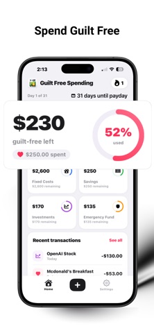 Guilt Free Spending AI Tracker Screenshot 1 of 6