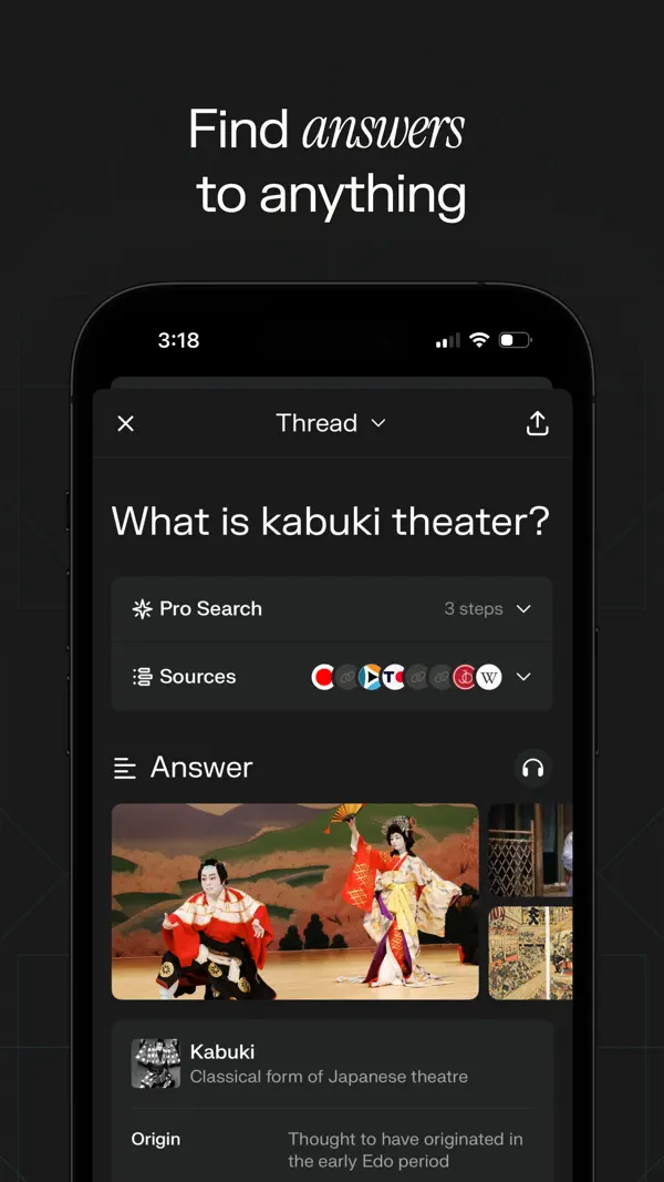 Perplexity: Ask Anything iPhone App Screenshot 2 – Produktivität