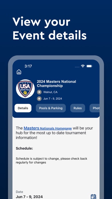USA Water Polo Events Screenshot