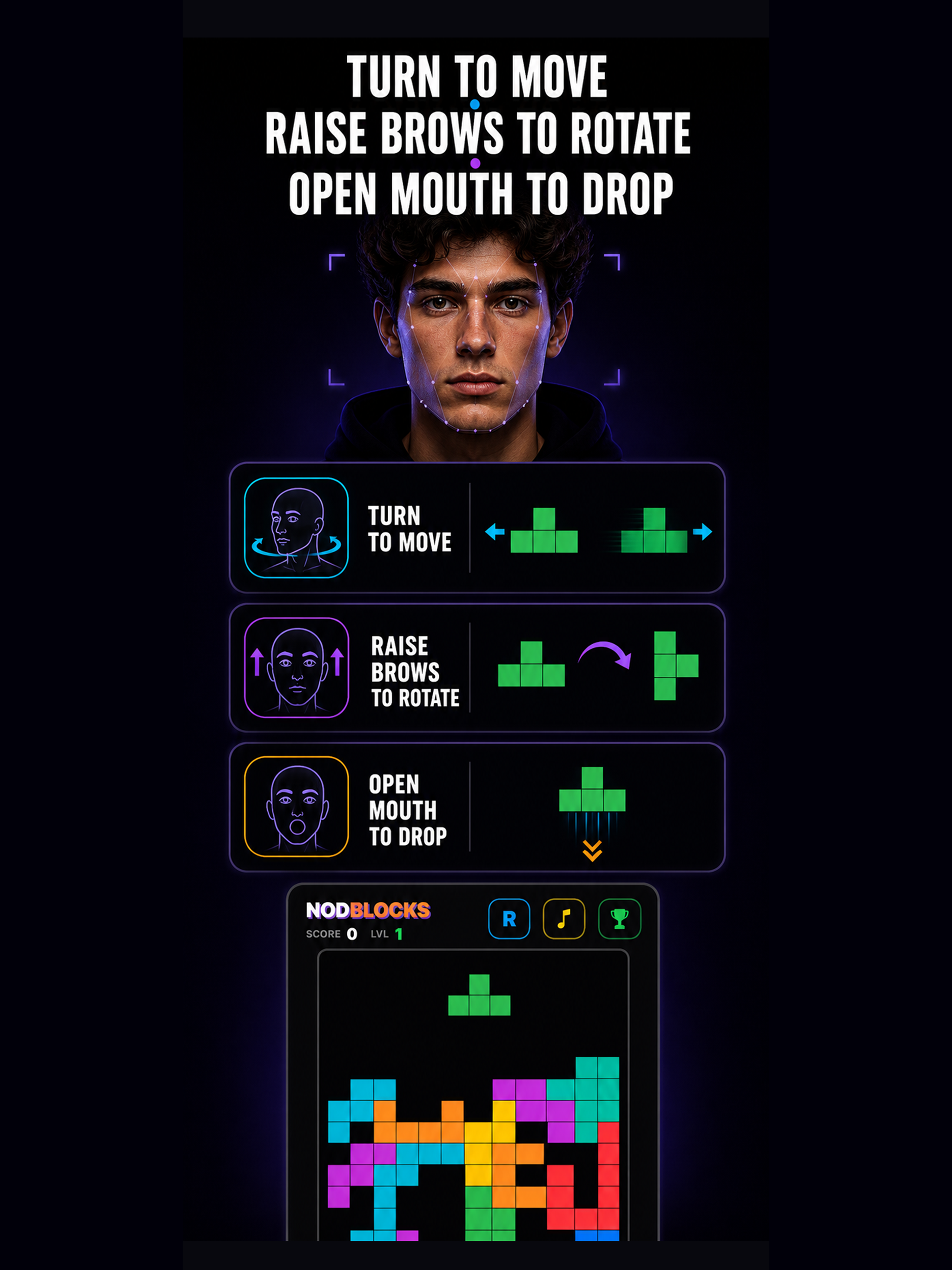 NODBLOCKS: Hands-Free Puzzle