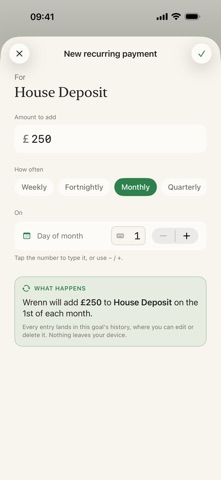 Wrenn: Financial Goal Tracking screenshot