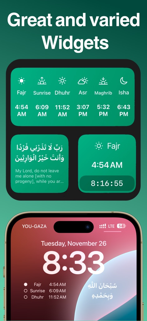 Azkar - اذكار : Athan & Prayer - Integrate spiritual practice seamlessly with dynamic home screen widgets, displaying real-time prayer times and inspiring Dhikr phrases.