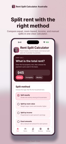 Rent Split Calculator AU iPhone screenshot
