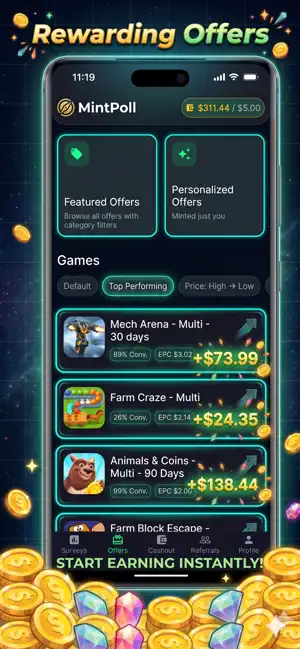 MintPoll: Games, Surveys, Cash screenshot 1