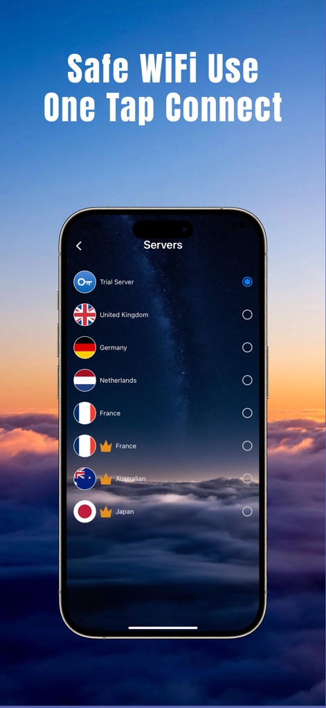 VPN-Fast VPN Proxy ВПН 1 - Les utilisateurs peuvent choisir parmi une multitude de serveurs mondiaux, comme en témoignent les icônes de drapeau claires pour chaque pays, incluant les indicateurs de serveurs Premium.