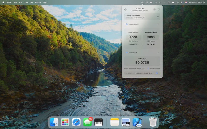 AICostBar app screenshot