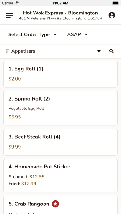 Hot Wok Express Bloomington screenshot