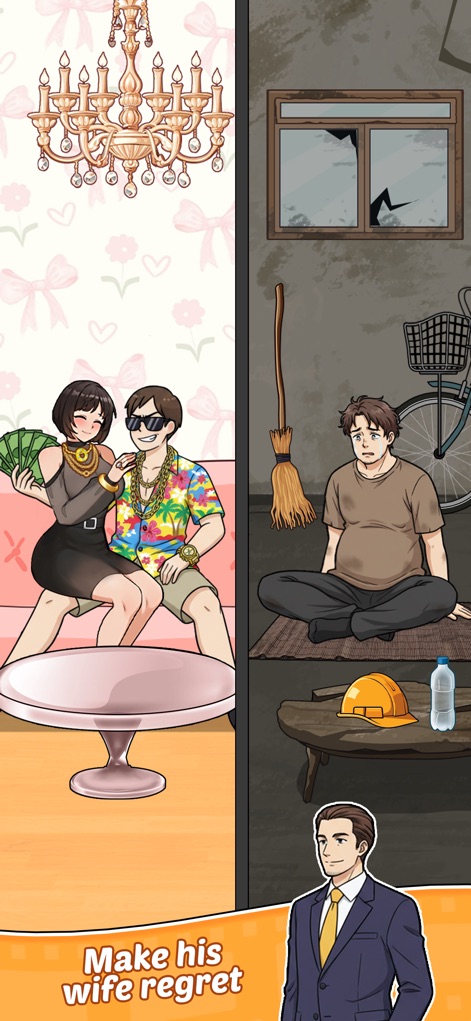 Tricky Dramas: Short Stories - Explore the stark contrast between wealth and poverty, as one scene displays a couple in luxury and the other depicts a man in rags.