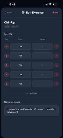 FitLog - Workout Tracker Screenshot 4 of 5