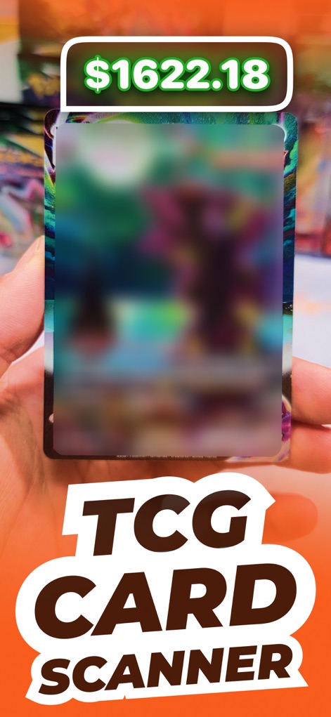 Acorn TCG ‒ Card Scanner App - The app instantly displays a card's real-time market value, like the prominent '$1622.18' displayed, right after using its TCG card scanner function.