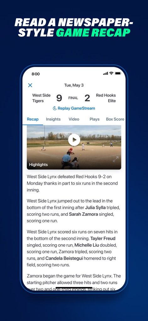 GameChanger - Comprehensive Game Recaps