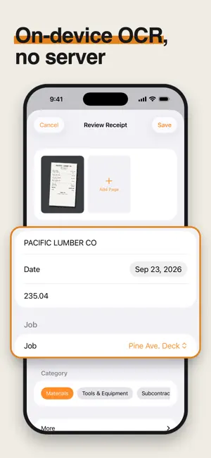 Job Expenses & Tax: ReceiptRig screenshot 2