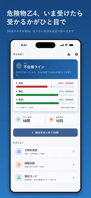 危険物乙4 一問一答・模試 オツスキ！ screenshot 1