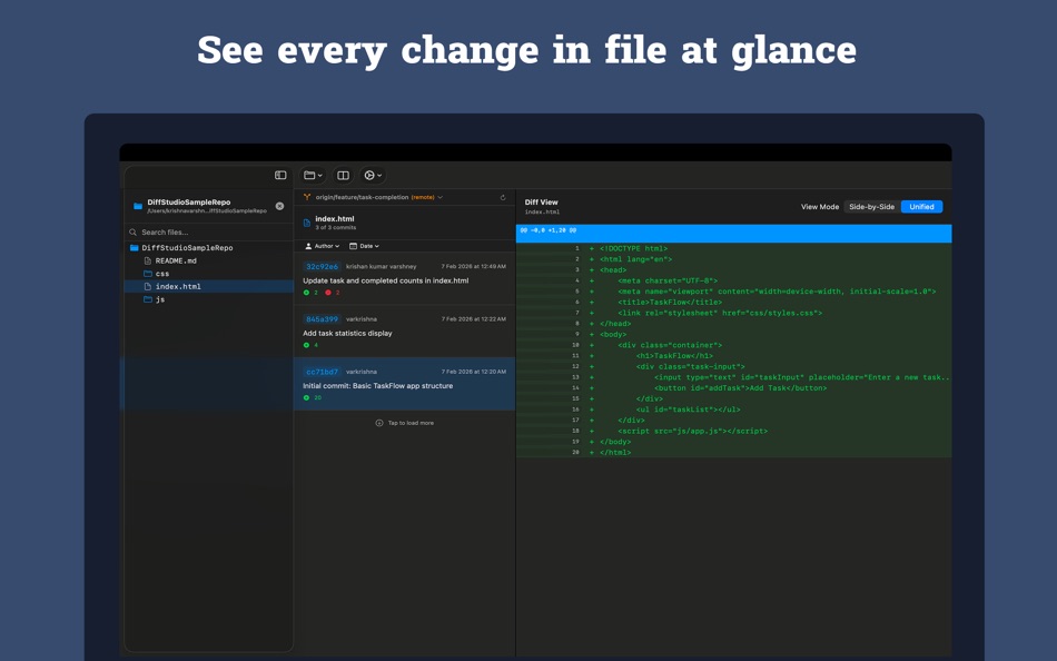 #1. DiffStudio – File Git History (macOS) Ved: Krishna Varshney
