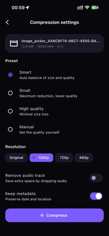 SmartShrink: Video Compressor iPhone screenshot