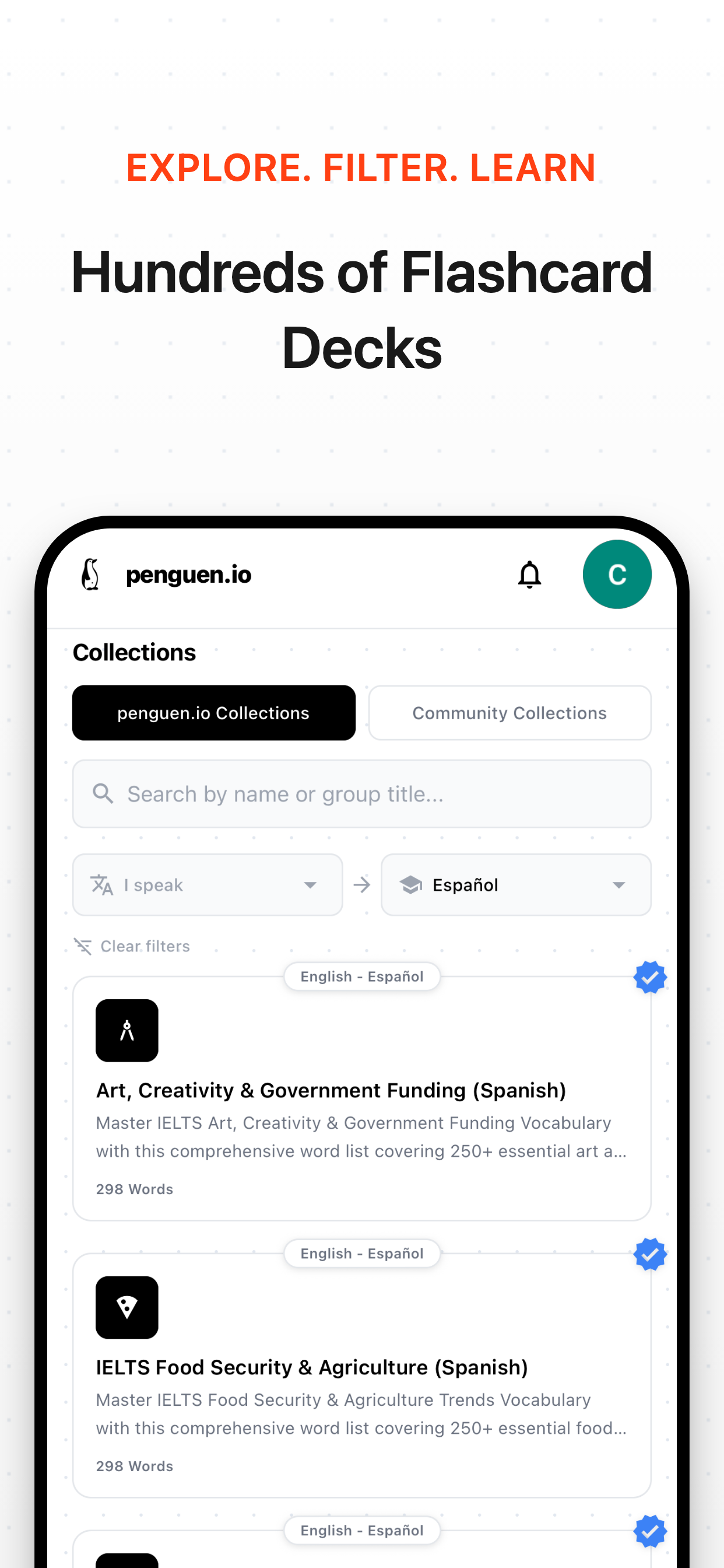 penguen.io: Vocabulary Cards