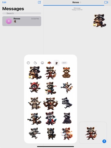 Ninja Raccoon Stickers iPad screenshot