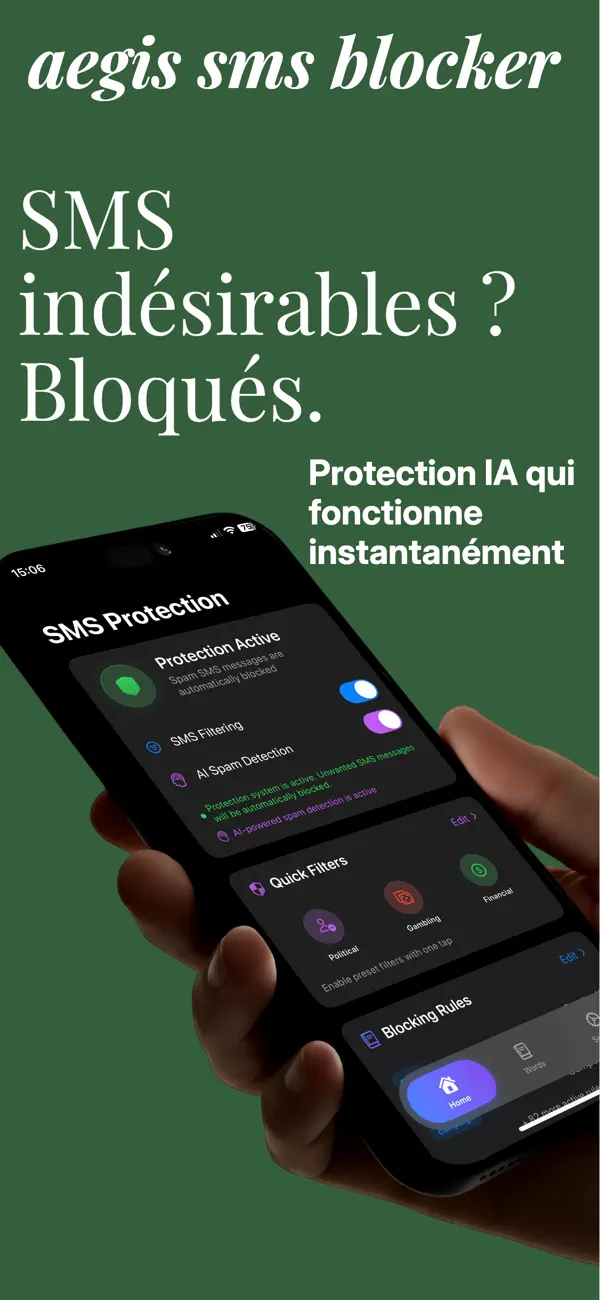 Screenshot #1 pour Aegis: Bloqueur SMS Spam IA