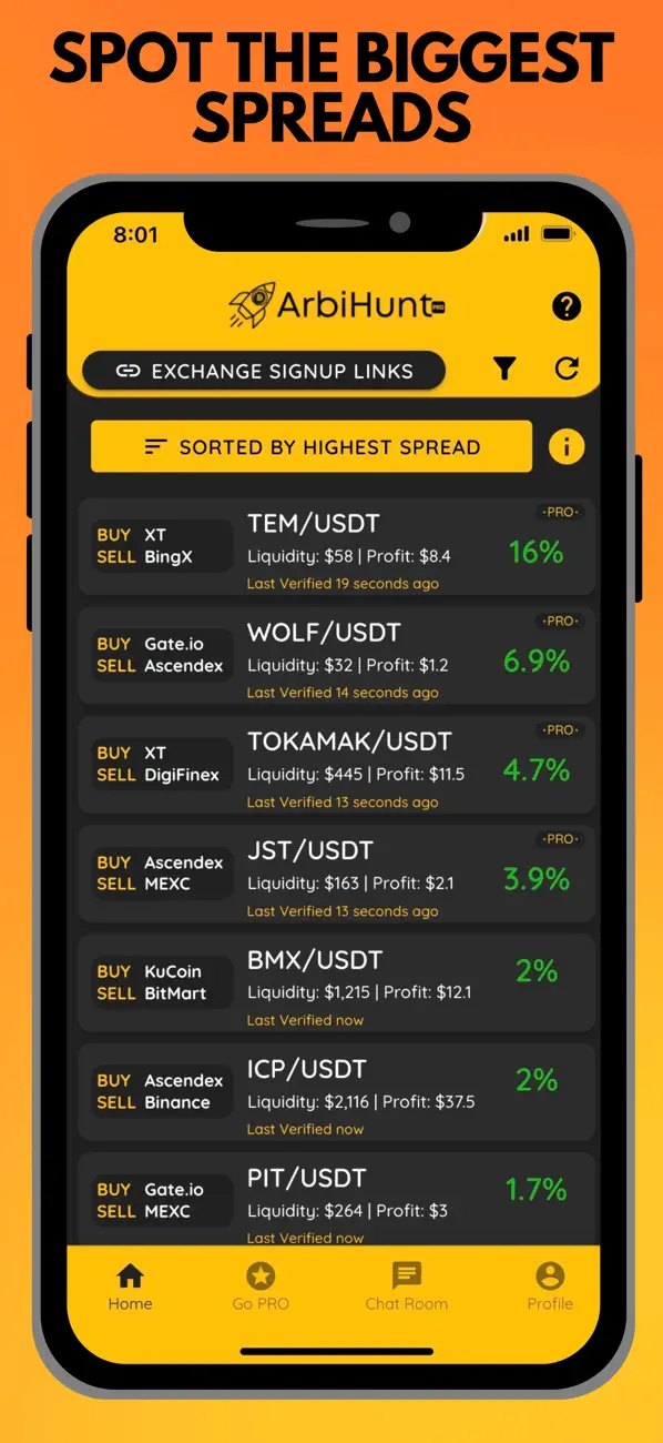 Screenshot #1 pour ArbiHunt - Crypto Arbitrage