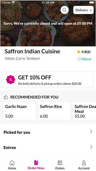 Saffron Indian Cuisine. Screenshot