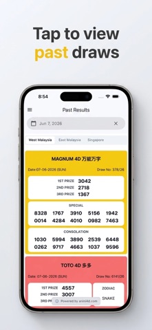 Live 4D Results Toto-Anini 4D iPhone screenshot