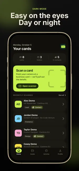 Cardmox Business Card Scanner screenshot 1