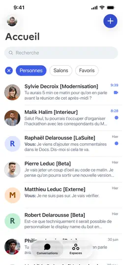 Capture d'écran de Tchap sur iPhone 1