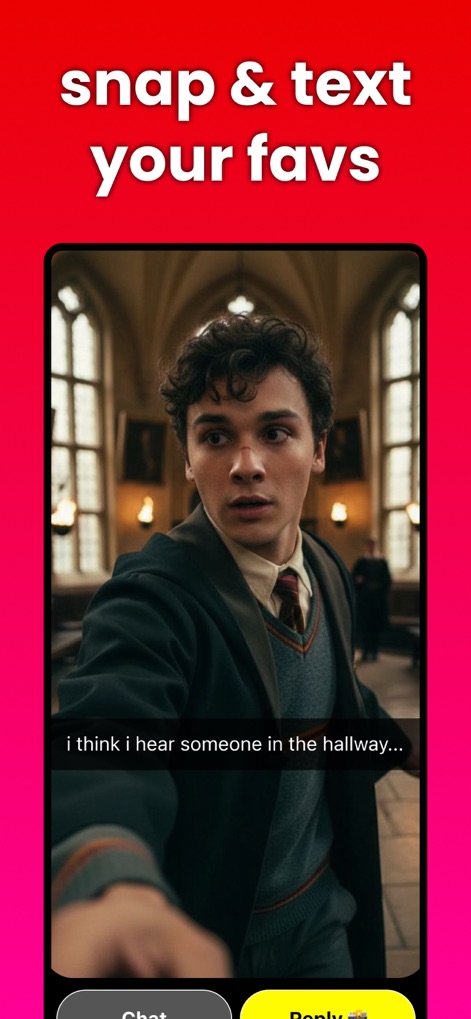 simmy - be the main character - This tool enables users to engage in dynamic conversations with beloved characters, responding to prompts like 'i think i hear someone in the hallway...' and choosing between 'Chat' or 'Reply' options for personalized interaction.