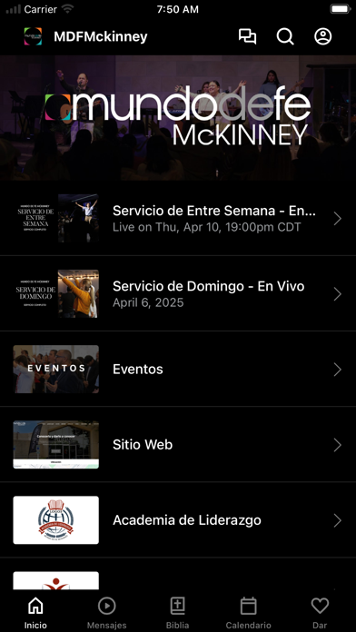 Mundo de Fe Mckinney app screenshot