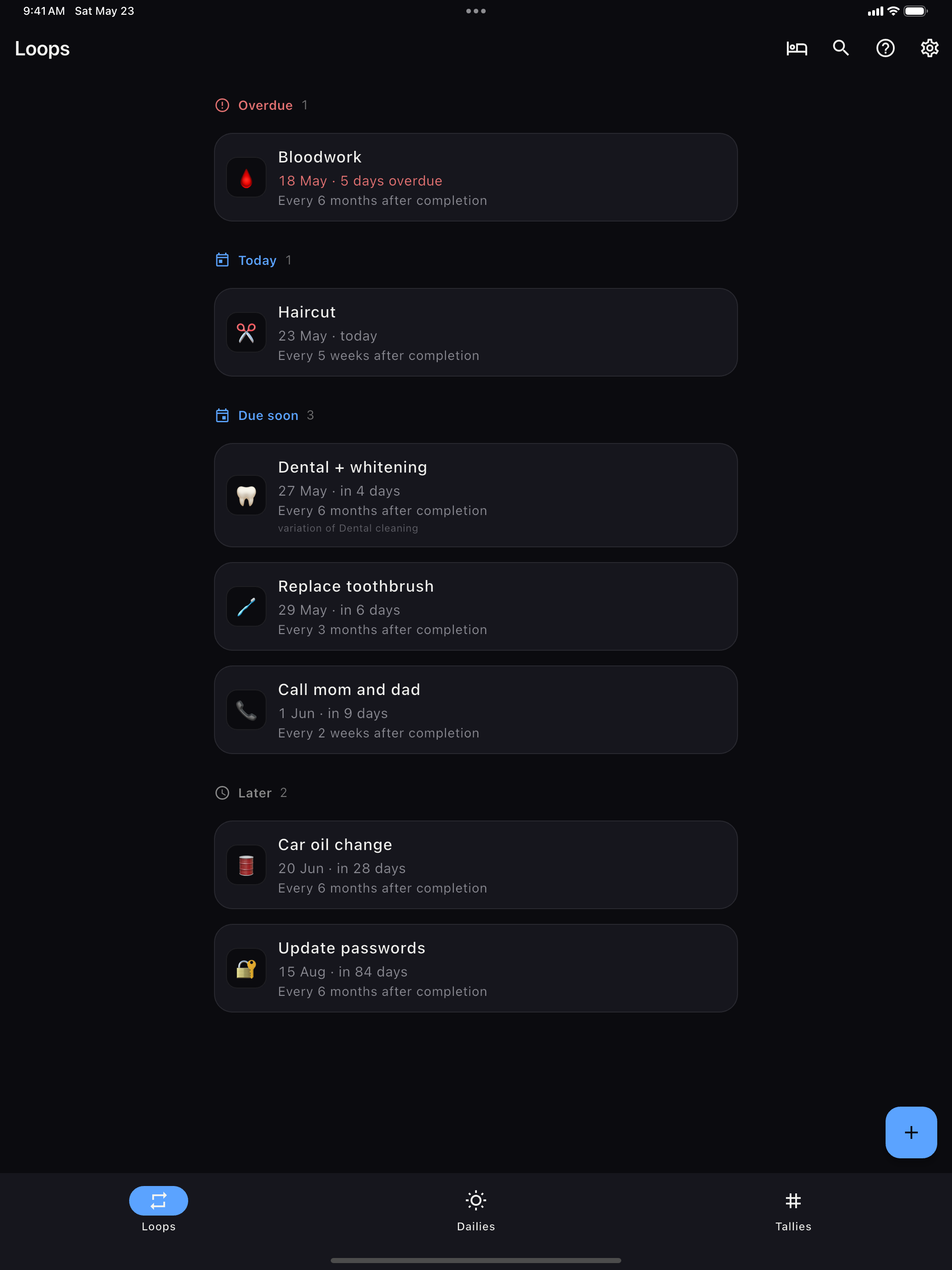 Again - Recurring Tracker