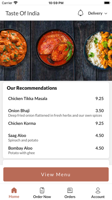 Taste Of India Basingstoke. Screenshot