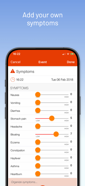 Екранна снимка на mySymptoms Food Diary