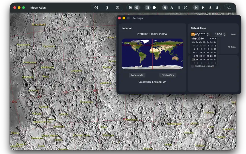 Captura de pantalla de Moon Atlas en iPhone 10