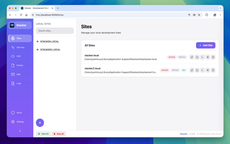 Stacker: Local Dev Environment screenshot