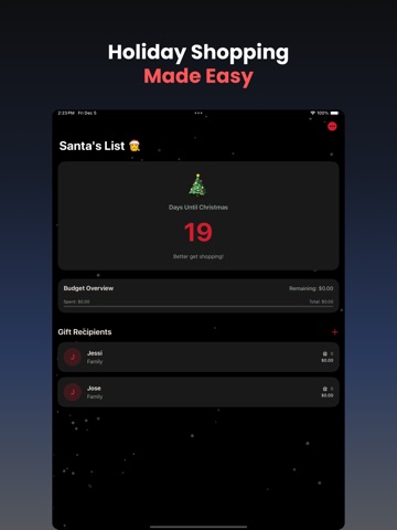 AI Christmas Gift List Tracker iPad screenshot