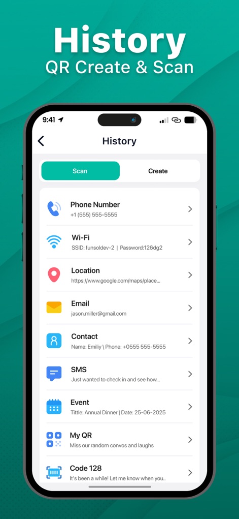 QR Code Reader & Scanner Pro - This tool maintains a comprehensive history of both scanned and created QR codes, providing an organized record of all user interactions.