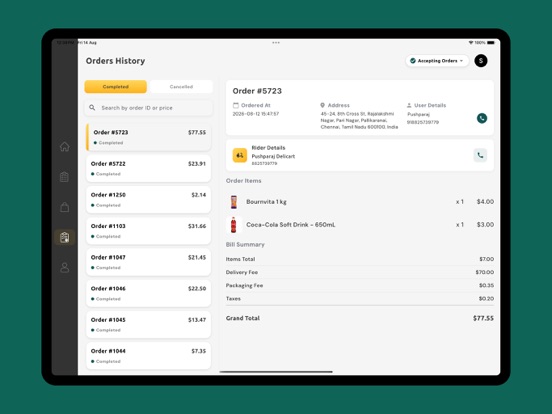 Delimart Order iPad screenshot
